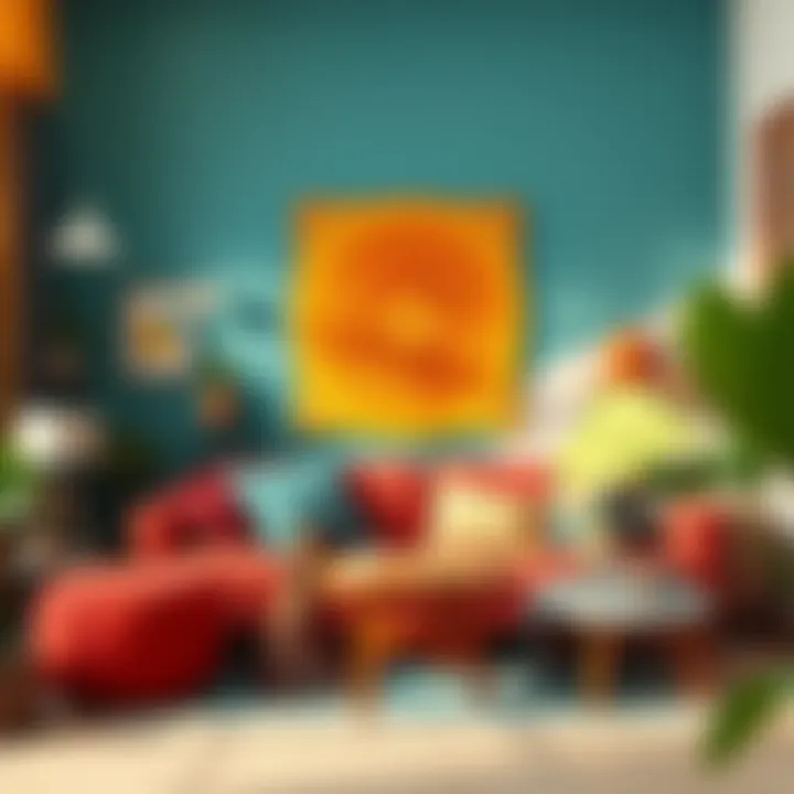 Colorful decor elements enhancing a cozy studio atmosphere