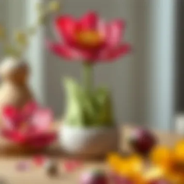 A collection of handmade crafts inspired by the unique shapes and colors of opening flowers.