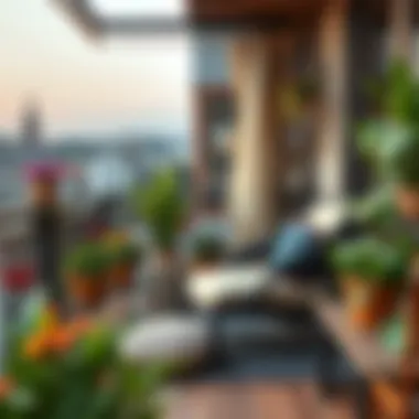 Stylish balcony setup with decorative elements