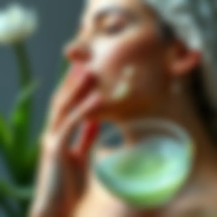 Aloe Vera gel application on skin