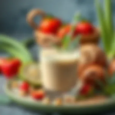 Aloe Vera smoothie in a glass with ingredients around