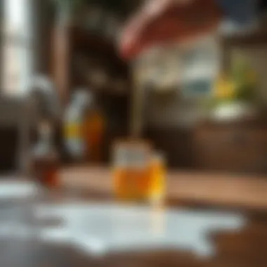 Applying vinegar for stain removal