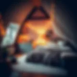 Cozy attic bedroom decorated with warm lighting and soft textiles.