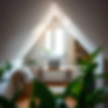 Stylish attic workspace featuring a minimalistic design and natural light.
