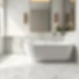 Elegant patterned marble surface in a bathroom setting