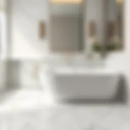 Elegant patterned marble surface in a bathroom setting