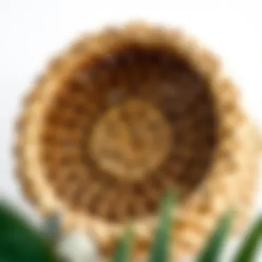 An intricate basket with detailed weaving patterns.