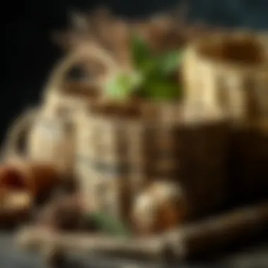 A collection of natural materials used for basket weaving.