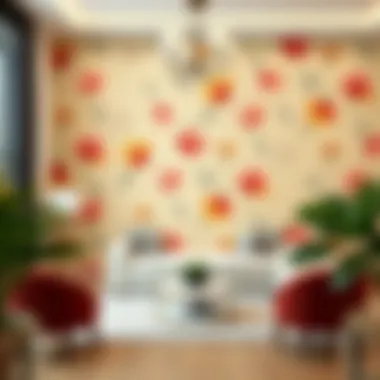 Elegant floral wallpaper in a modern living room setting