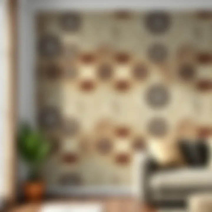 Diverse patterns of wallpaper displayed on a wall