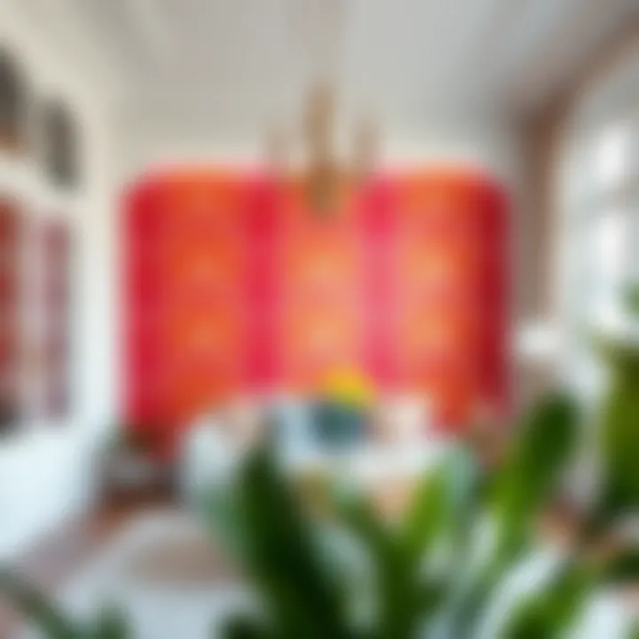 Vibrant colored wallpaper enhancing a chic interior