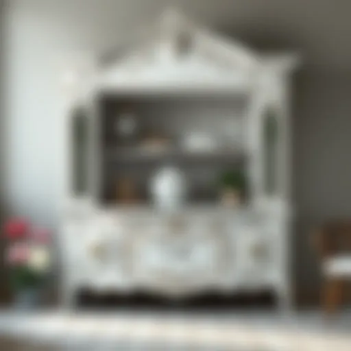A beautifully distressed white furniture piece showcasing a blend of elegance and rustic charm.