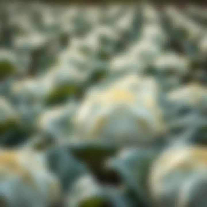 Field of white cabbage ready for harvest