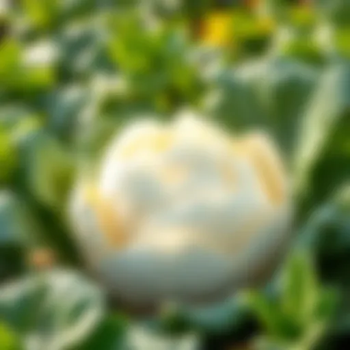 Vibrant white cabbage in a lush garden