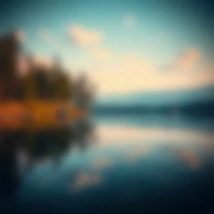 A serene lake reflecting the sky surrounded by trees