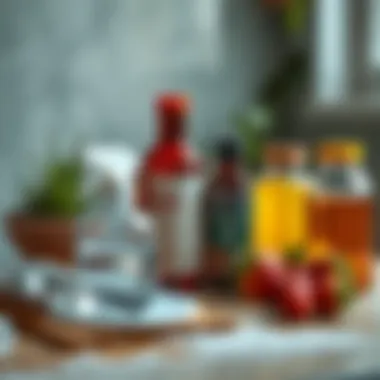 Chemical solutions for stain removal arranged aesthetically