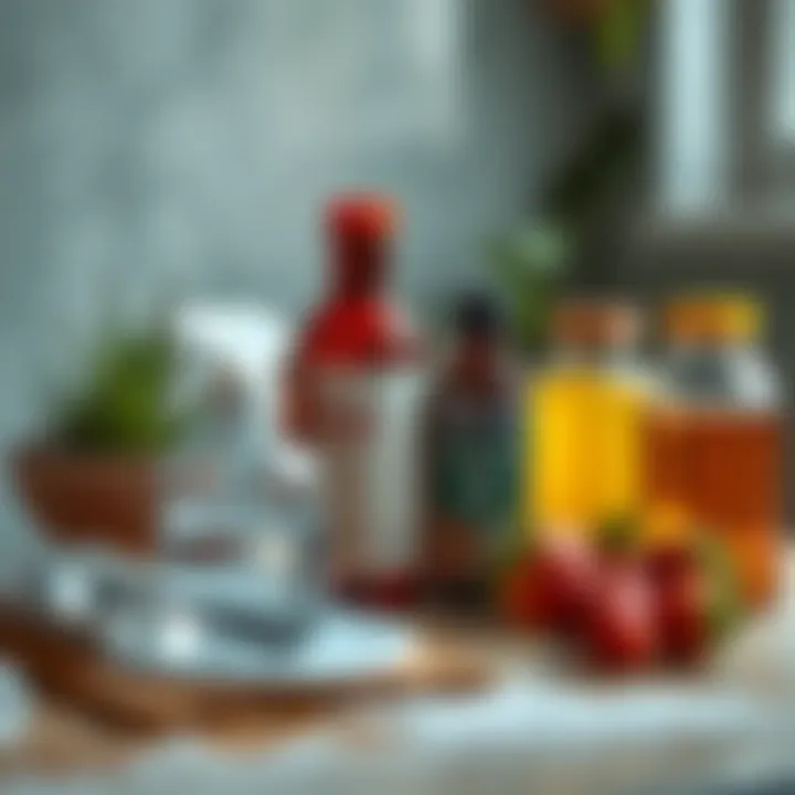 Chemical solutions for stain removal arranged aesthetically