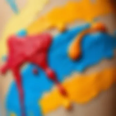 Close-up of paint stains on skin with vibrant colors