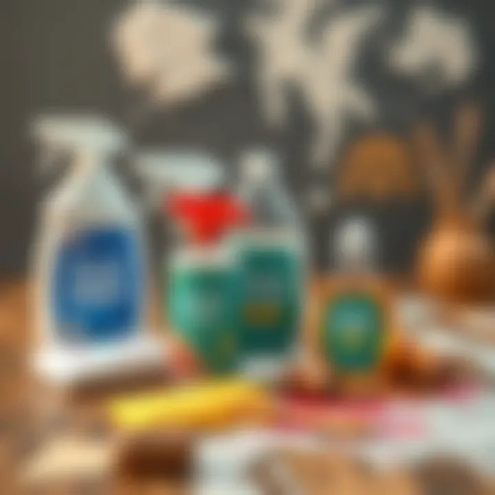 Natural cleaning agents displayed with paint stains
