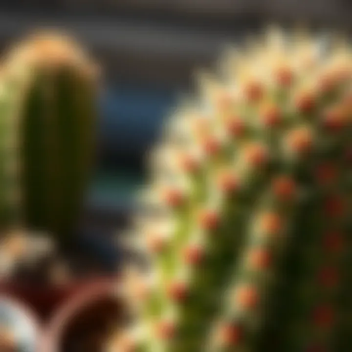 Close-up of a cactus habitat, highlighting optimal conditions for blooming.