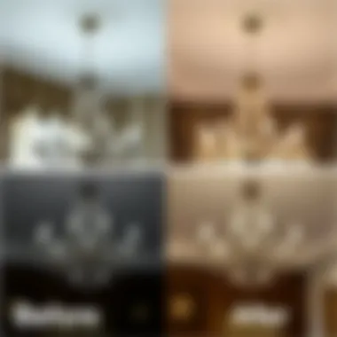 Before and after chandelier cleaning comparison