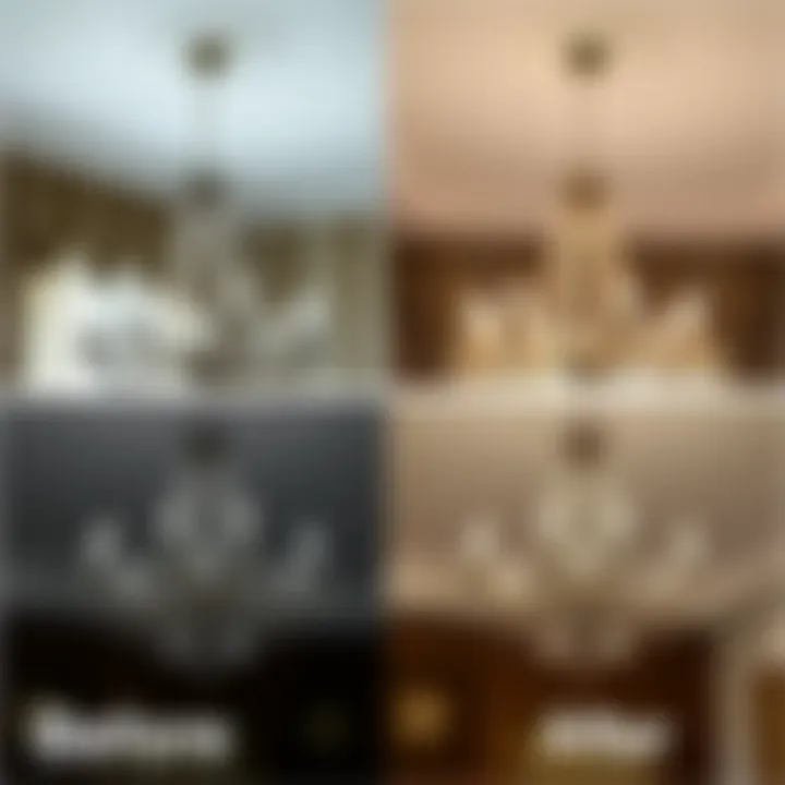 Before and after chandelier cleaning comparison