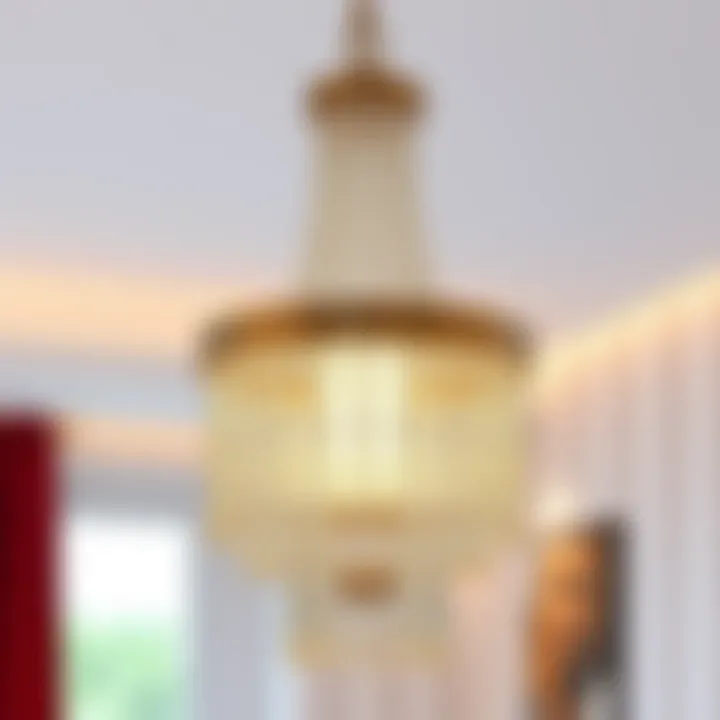 Detailed view of chandelier’s intricate design