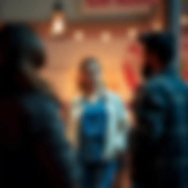 Scene from the series depicting a character's outfit in a significant social setting.