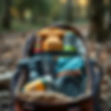 A perfectly organized camping backpack with essential gear