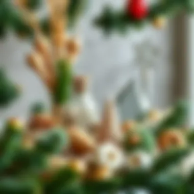 Various natural materials used for tree decoration, highlighting sustainable choices