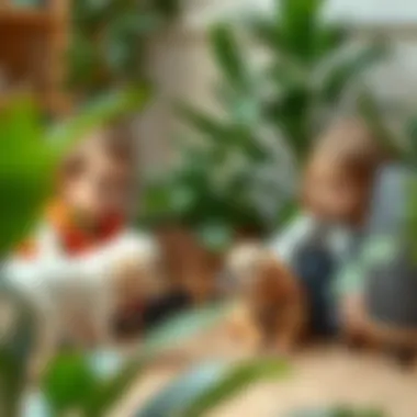 Children and pets interacting with safe houseplants