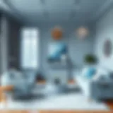 A cozy living room with calming blue tones