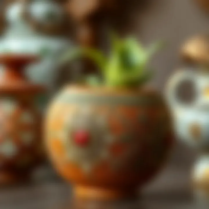 A beautifully crafted decorative pot showcasing intricate designs