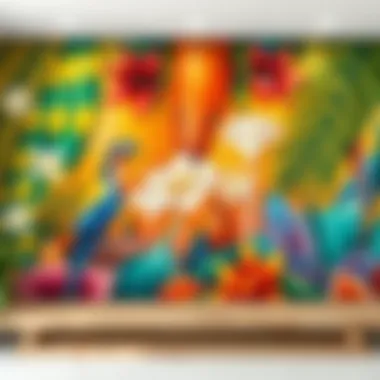 Nature-inspired mural with vibrant colors