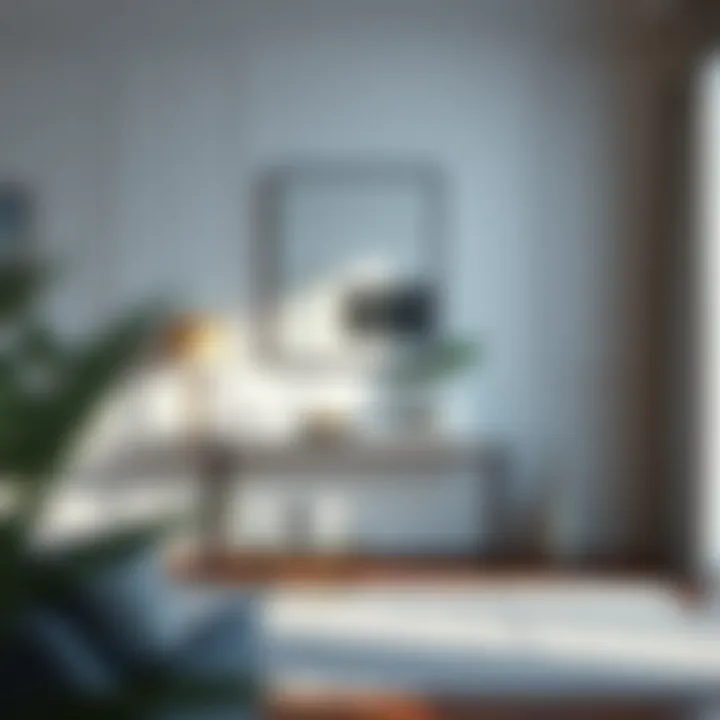 Elegant standing console table in a stylish living room setting