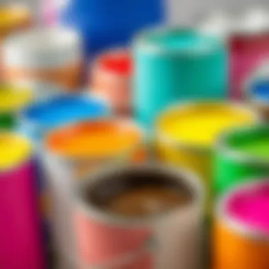 Close-up of eco-friendly paint cans with vibrant color options