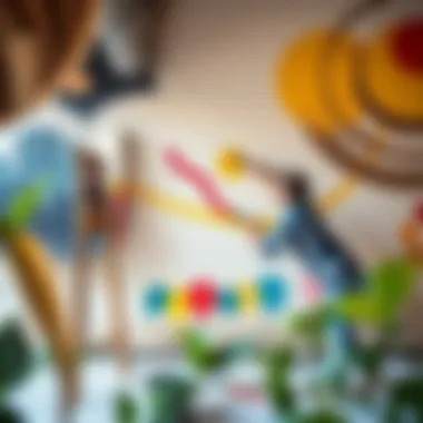 An artist applying unique painting techniques on a wall