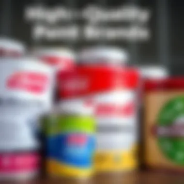 Close-up of high-quality paint containers from various reputable brands.