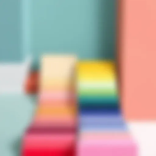 A vibrant palette of paint colors showcasing various shades for interior use.