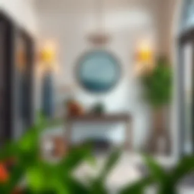 A beautifully arranged entryway featuring a standing console table