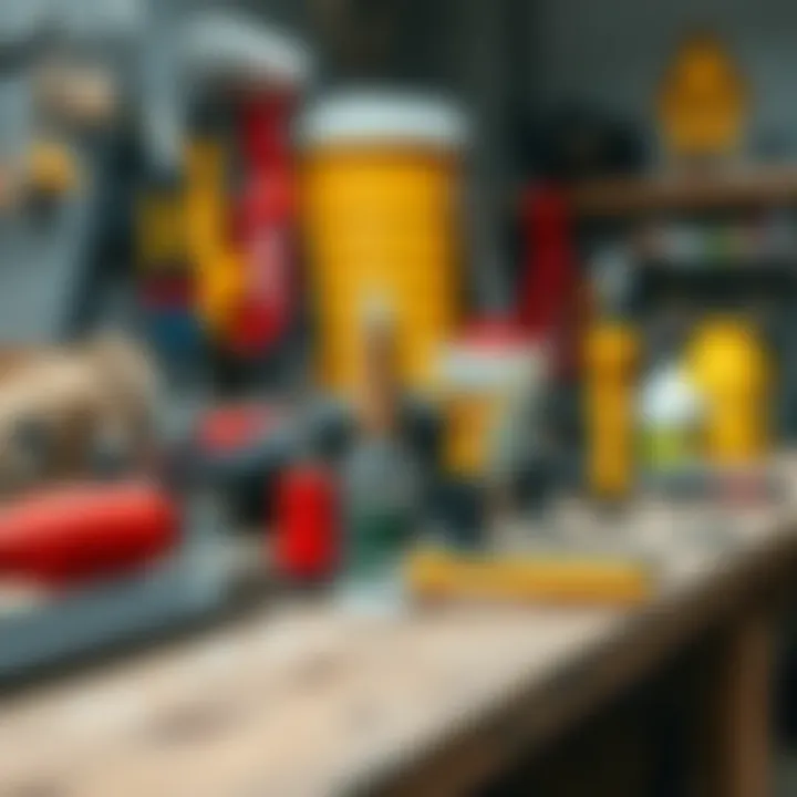 Essential tools for silicone paint removal displayed on a workbench