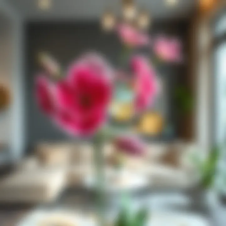Beautiful indoor flowers in a modern living room
