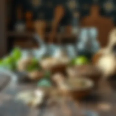 Natural ingredients for organic pest control placed on a wooden table