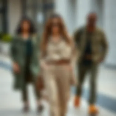 Fashion ensemble combining khaki with complementary colors