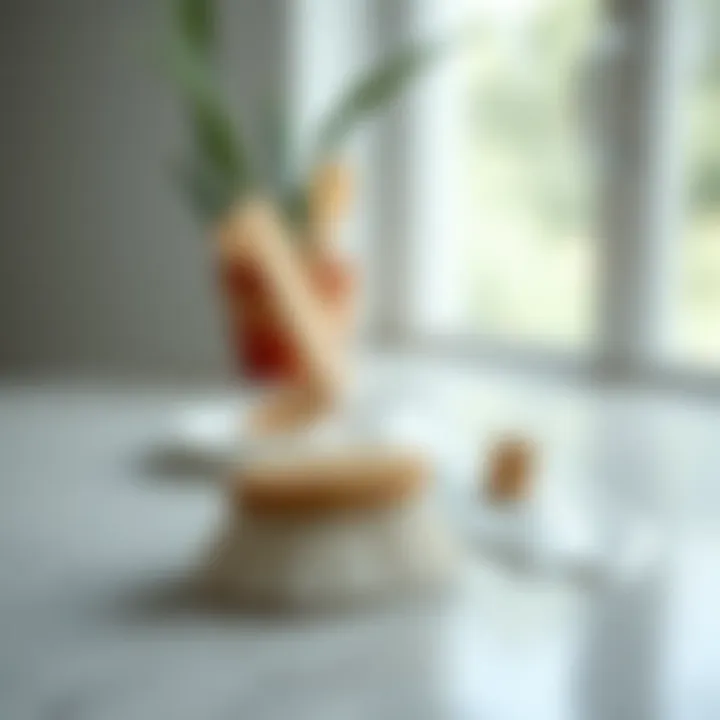 A gentle scrubbing brush on a surface with cleaning solution.