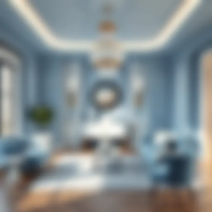 Elegant room design featuring sky blue hues