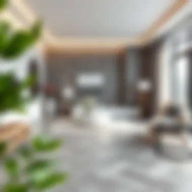 Stylish gray parquet flooring in a modern living room