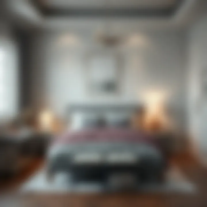 Cozy bedroom featuring gray accents