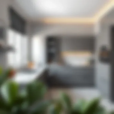 Modern kitchen with gray color scheme