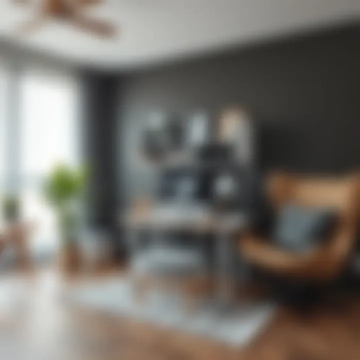 Stylish workspace decorated in gray shades